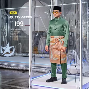 Baju Melayu Slim Fit Dusty Green ikhrah.com
